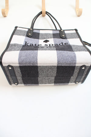 Kate Spade Black & White Checkered Leather Trimmed Ella Tote