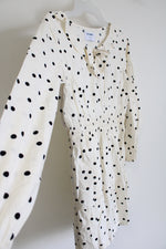 NEW Old Navy Cream Black Polka Dotted Peter Pan Collar Dress | Youth XL (14/16)