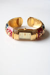 Joan Rivers Classics Multi Colored Enamel Gold Cuff Bracelet Watch