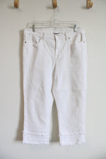 Diane Gilman White Fringe Capri Pants | 12 Petite