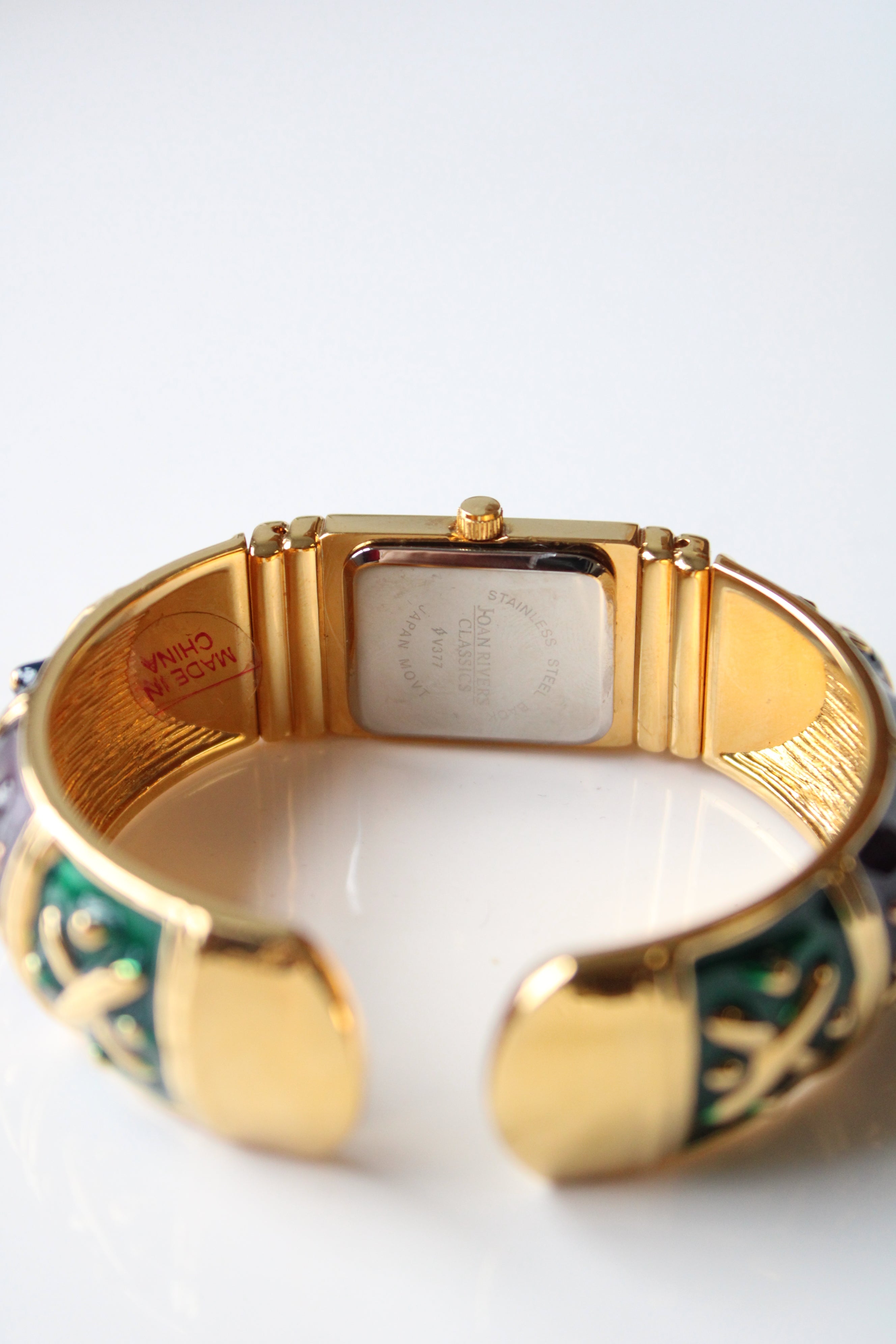 Joan Rivers Classics Multi Colored Enamel Gold Cuff Bracelet Watch