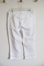 Diane Gilman White Fringe Capri Pants | 12 Petite