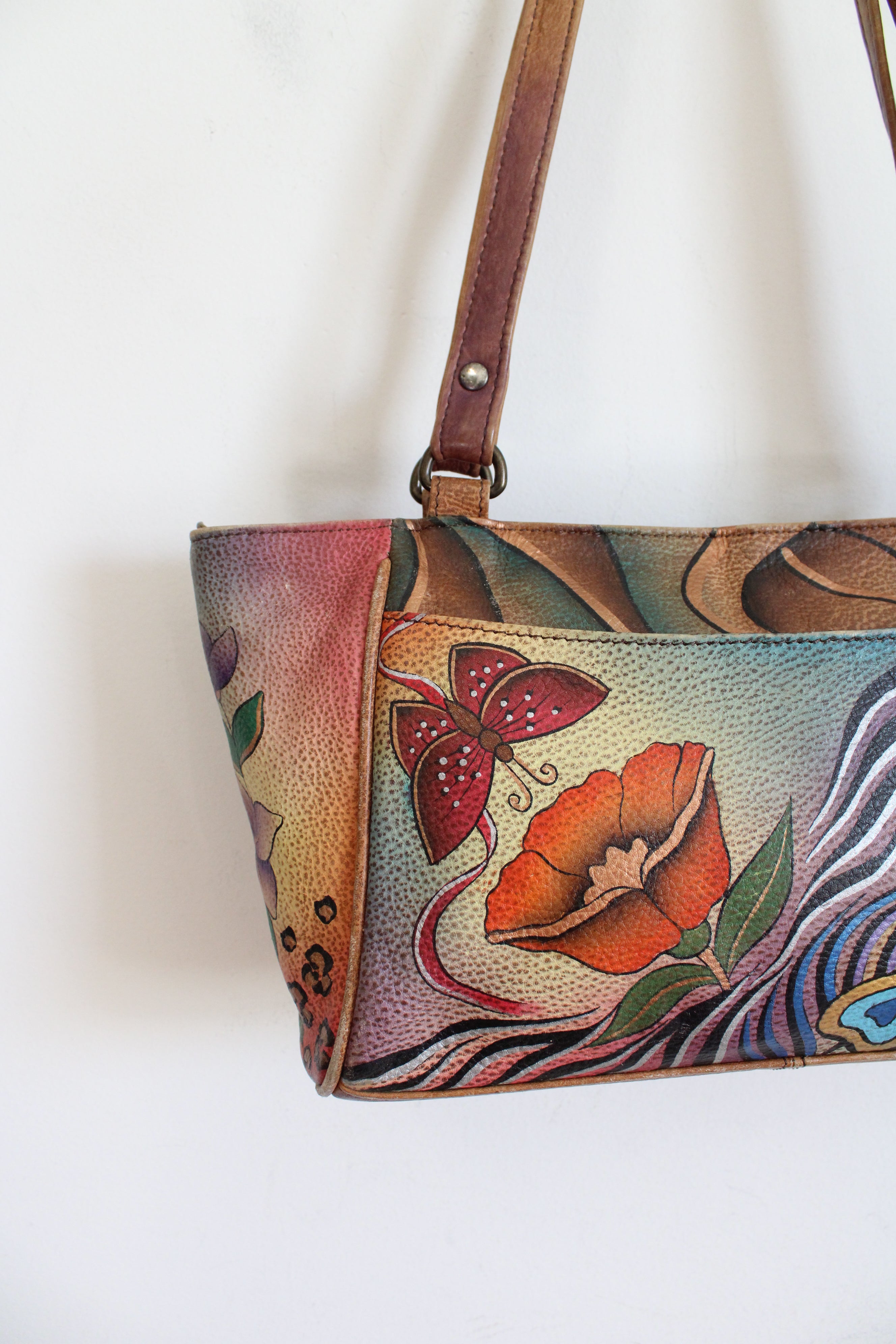 Anuschka Multi-Colored Floral Genuine Leather Bag