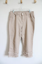 Diane Gilman Tan Fringe Capri Pants | 12 Petite