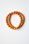 Bright Orange Genuine Pearl Stretch Bracelets