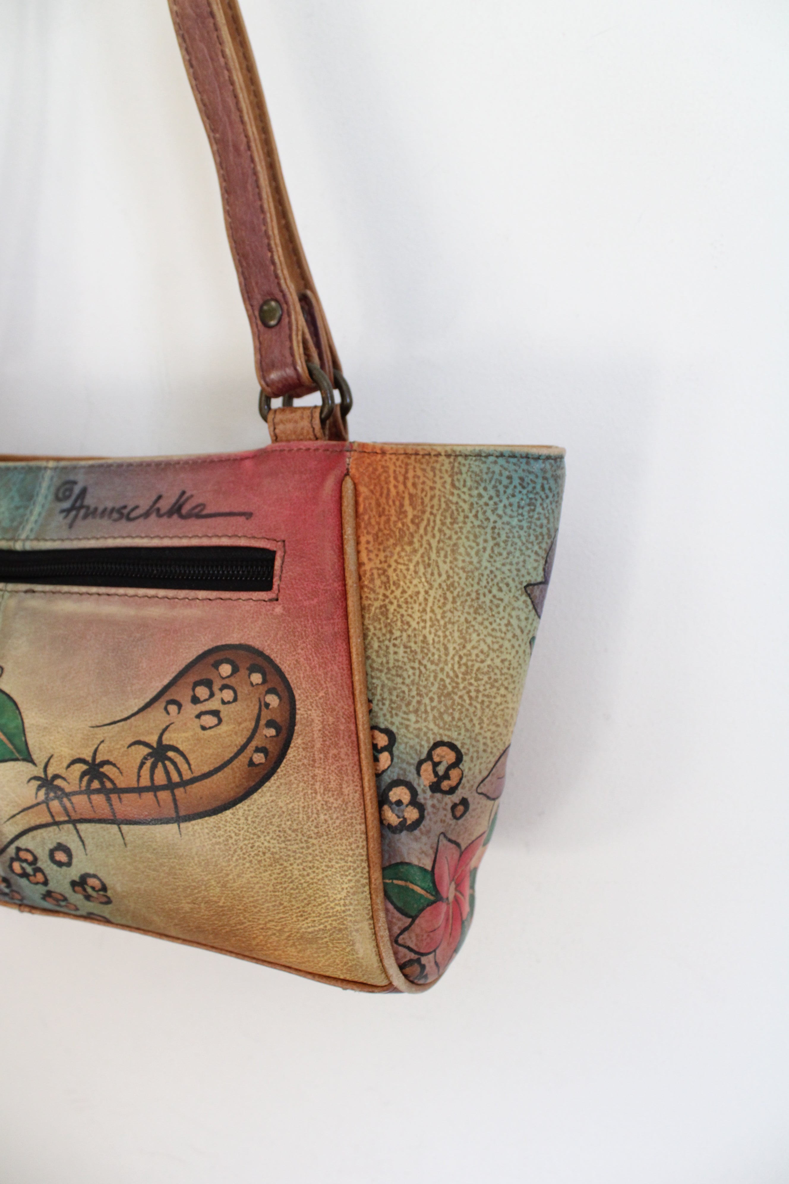 Anuschka Multi-Colored Floral Genuine Leather Bag