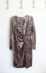 Calvin Klein Brown Crushed Velvet Long Sleeved Dress | 14