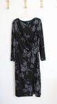Ralph Lauren Black & Gray Floral Long Sleeved Belted Dress | 14