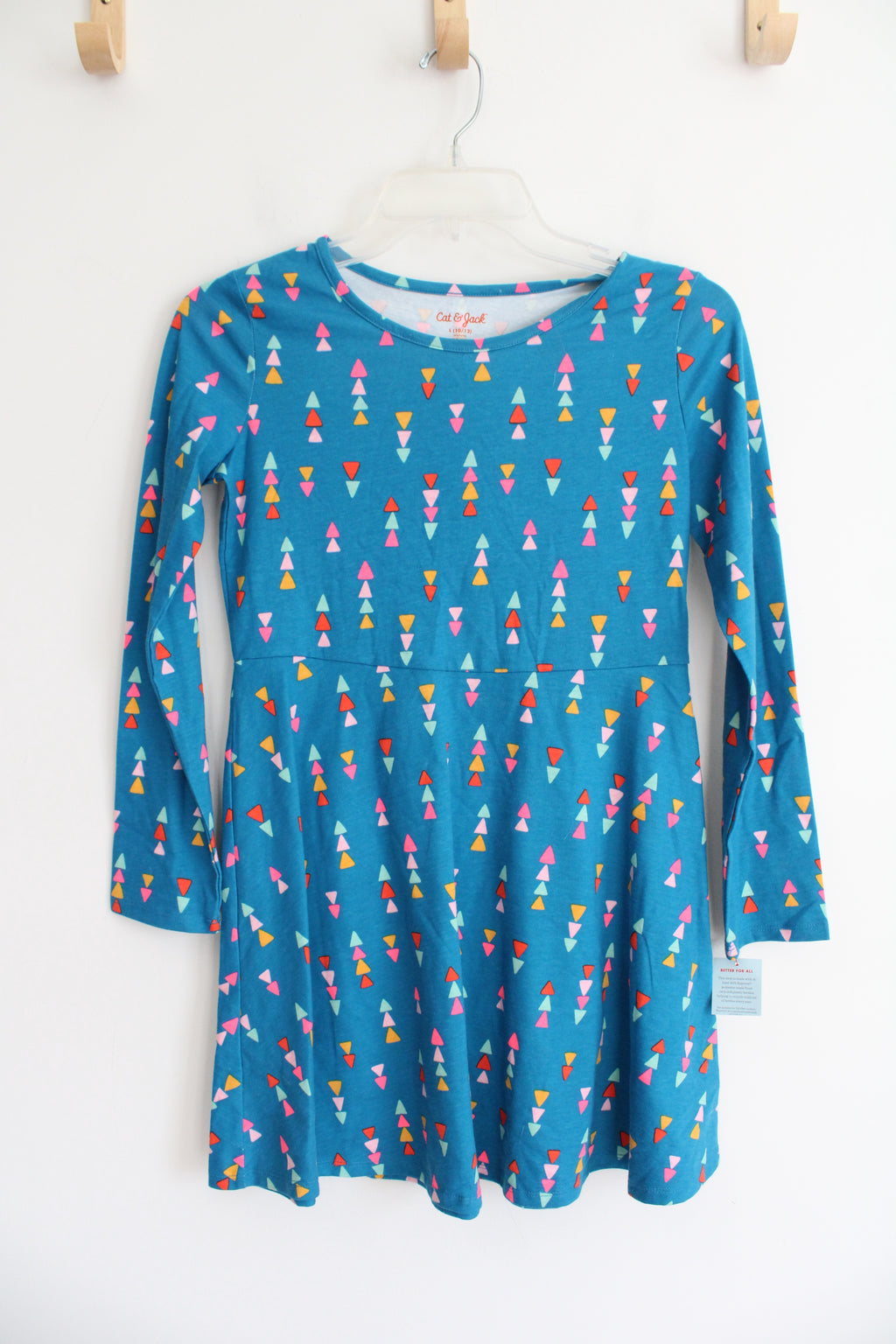 NEW Blue Triangle Patterned Long Sleeved Dress | Youth L (10/12)