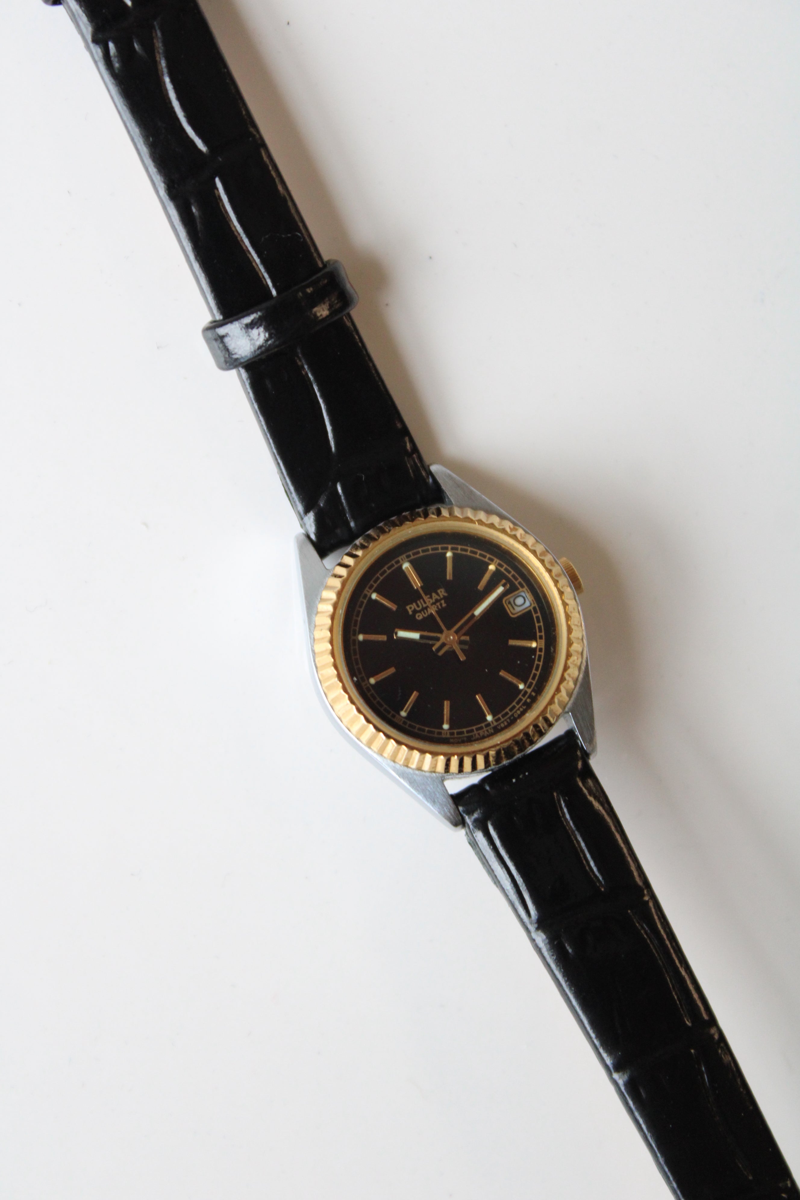 Pulsar Black Face & Band Watch