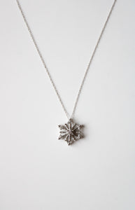 10K White Gold Snowflake Pendant Necklace