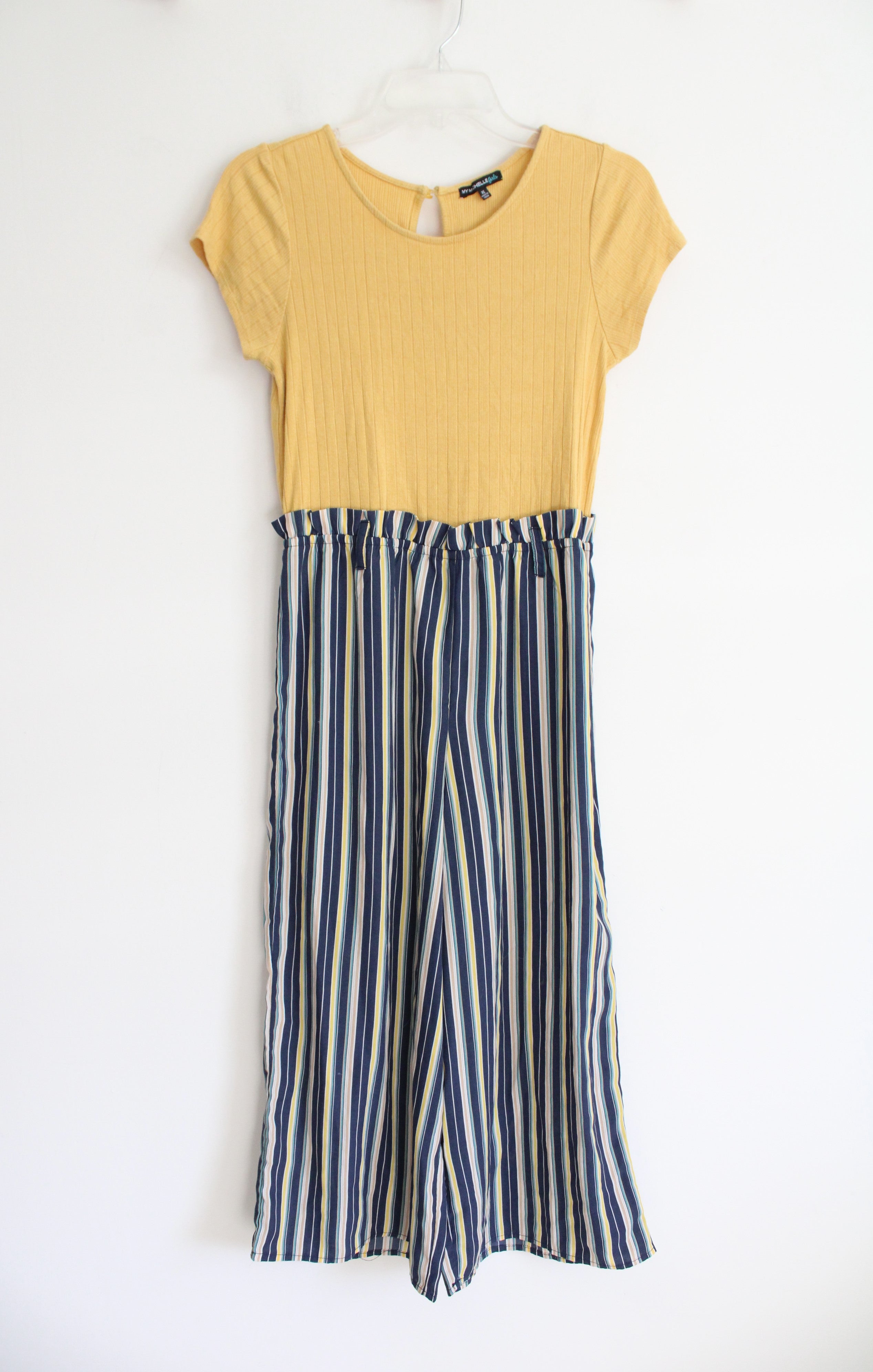 My Michelle Navy & Gold Striped Jumpsuit | Youth XL (18/20)