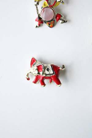 Vintage Circus Animal & Clown Silver Painted Pins | Set Of 4