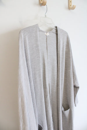 Donni Light Green & White Ribbed Cardigan | M