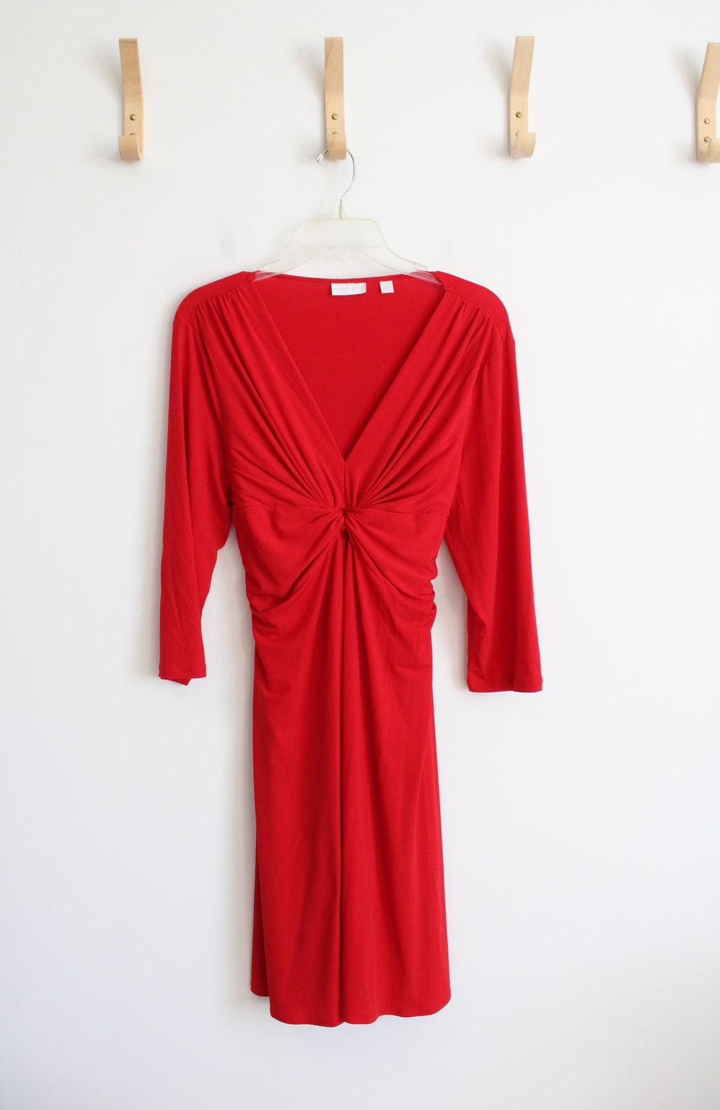 New York & Company Red Cinched Long Sleeved Dress | XL