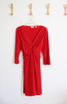 New York & Company Red Cinched Long Sleeved Dress | XL