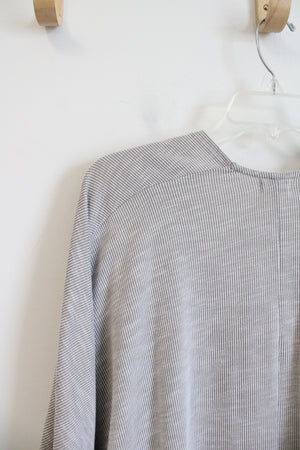 Donni Light Green & White Ribbed Cardigan | M