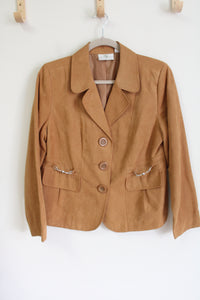 Studio Works Brown Sueded Chain Detail Blazer | 8