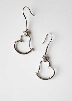 Dangle Open Heart Sterling Silver Earrings