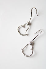 Dangle Open Heart Sterling Silver Earrings