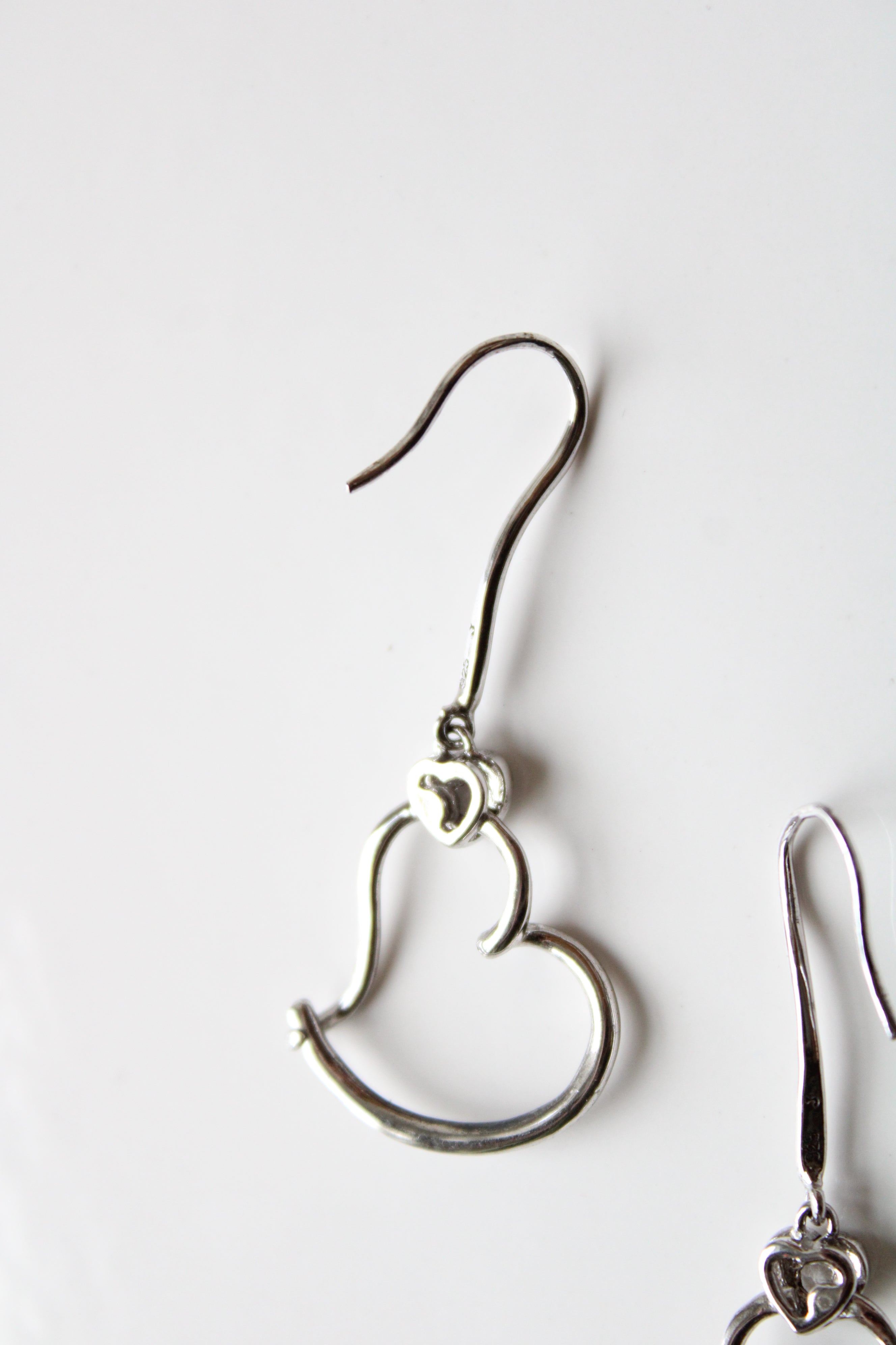 Dangle Open Heart Sterling Silver Earrings