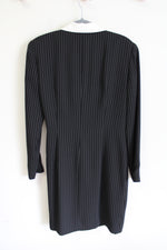 Vintage Jones New York Black Pinstripe Wrap Dress | 14