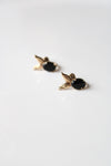 Amco Gold Filled Black Onyx Leaf Design Screwback Earrings