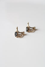 Amco Gold Filled Black Onyx Leaf Design Screwback Earrings