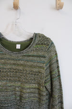 Christopher & Banks Green Crocheted Top | M