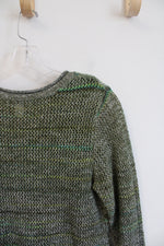 Christopher & Banks Green Crocheted Top | M