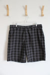 Izod Black Purple & White Plaid Shorts | 36