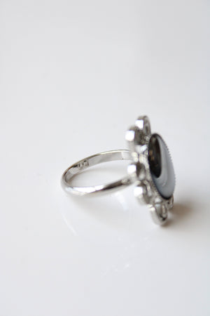 Silver Black Stone Ring | Size 5