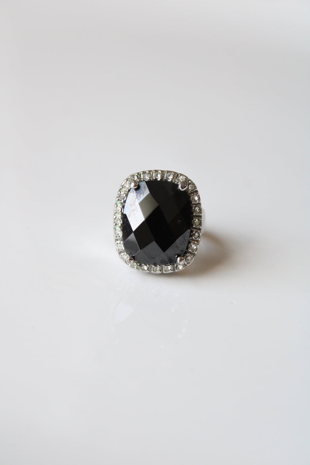 Silver Black Onyx Stone Ring | Size 7