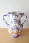 Italy Hand Painted Blue & Orange Ceramic Vase