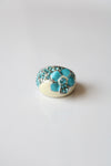 Turquoise Blue Flower Chunky Silver Ring | Size 8