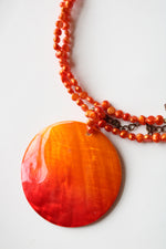 Orange Faux Pearl Large Statement Necklace