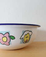 Tender Times Vintage Enamelware Blue Rimmed Large Bowl