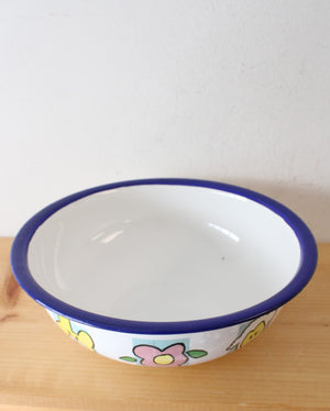 Tender Times Vintage Enamelware Blue Rimmed Large Bowl