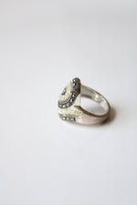 Black & Clear Stone Thai Swirl Ring | Size 6