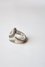 Black & Clear Stone Thai Swirl Ring | Size 6