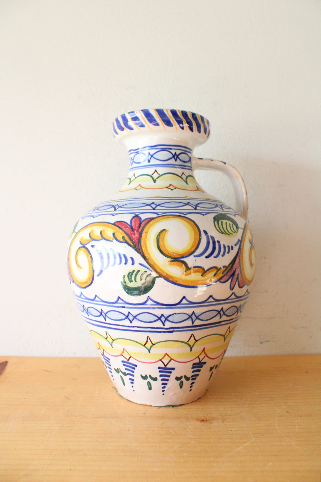 Hand Painted Blue & Gold Patterned Ceramic Vase