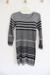 Poof Gray & Black Striped Sweater Dress | M