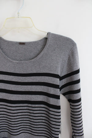 Poof Gray & Black Striped Sweater Dress | M