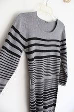 Poof Gray & Black Striped Sweater Dress | M