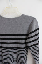 Poof Gray & Black Striped Sweater Dress | M