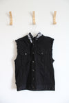 Rude Black Sleeveless Denim Hooded Jacket | M