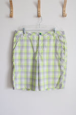 Puma Green Gray & White Plaid Shorts | 36