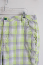 Puma Green Gray & White Plaid Shorts | 36