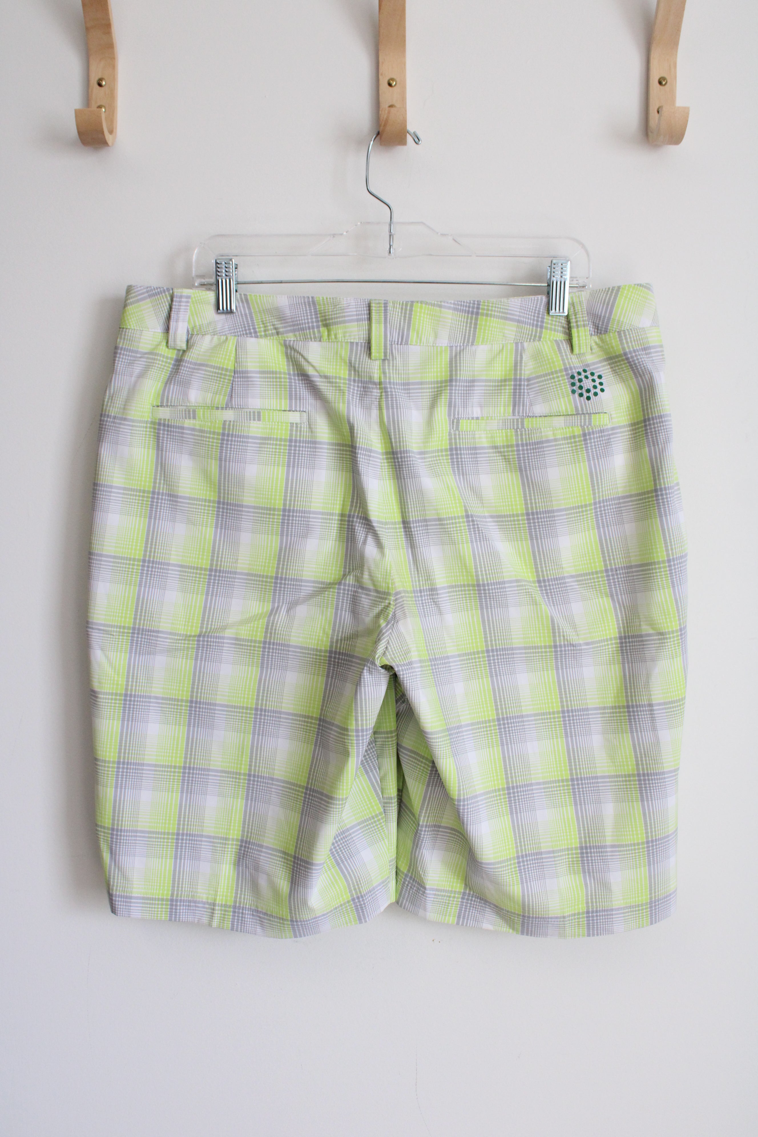 Puma Green Gray & White Plaid Shorts | 36