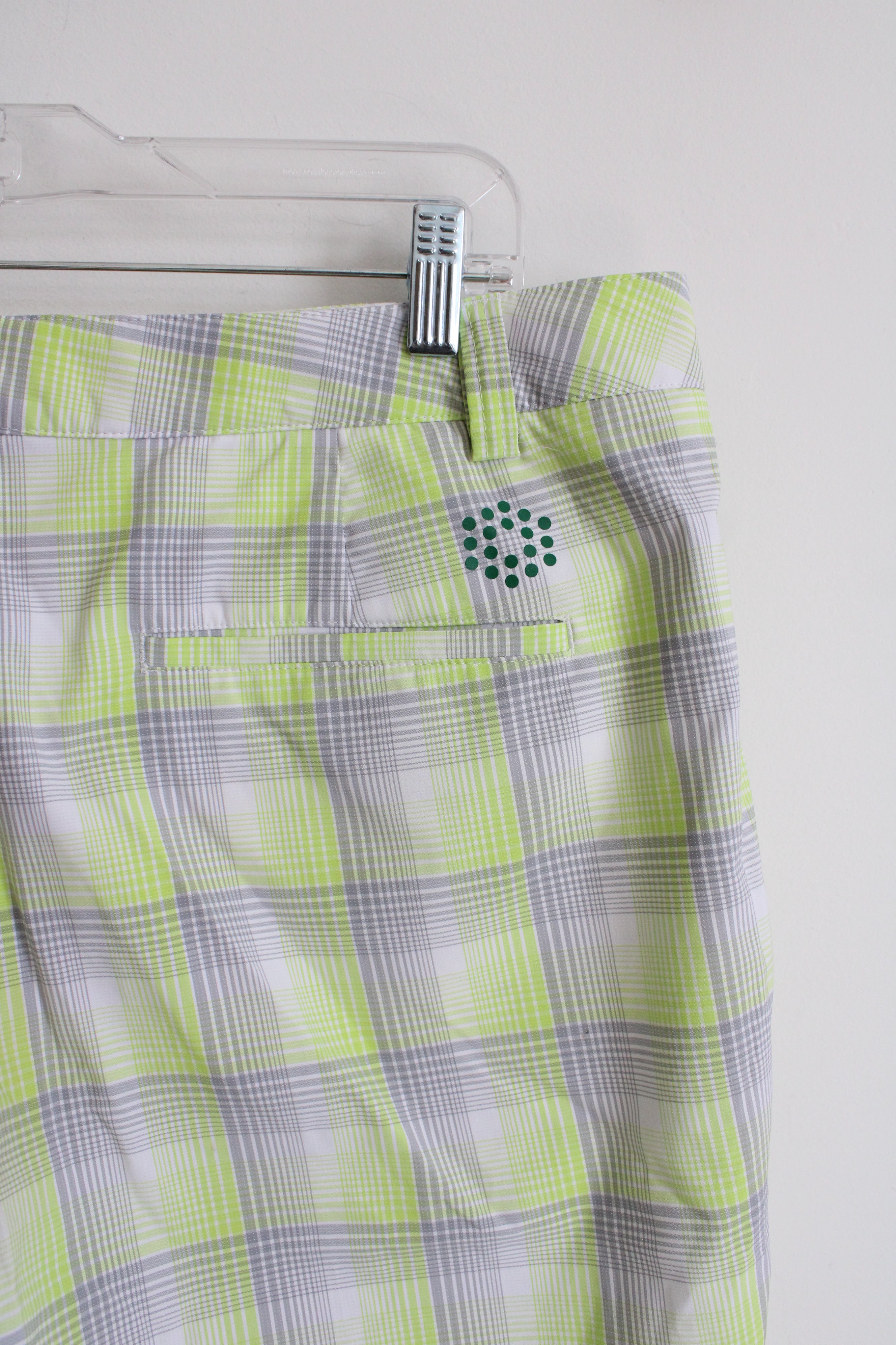 Puma Green Gray & White Plaid Shorts | 36